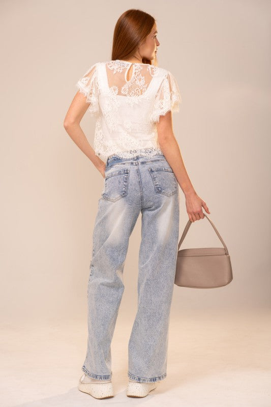 Fran Flutter Lace Top