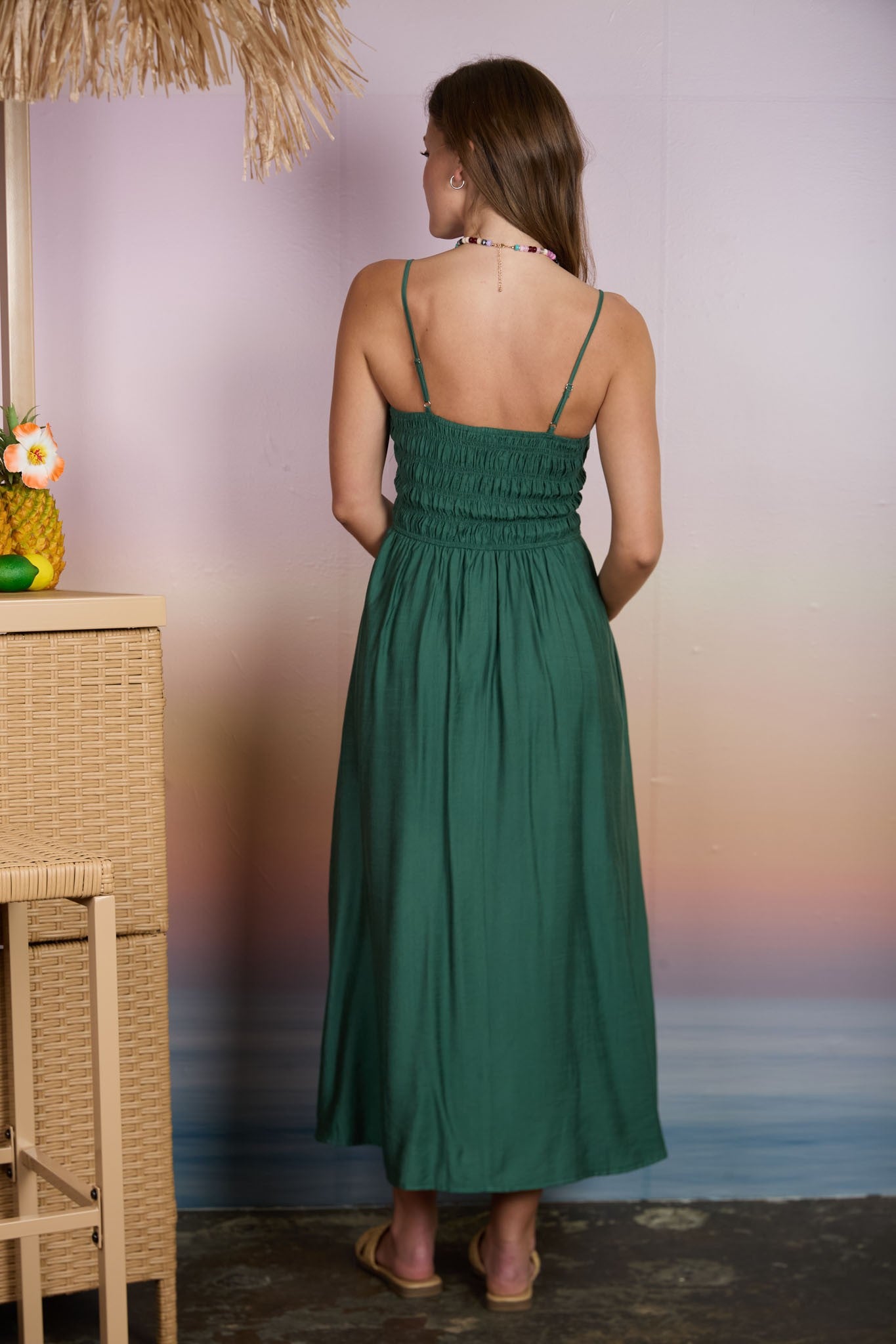 Serenity Shirred Midi Dress