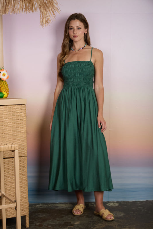 Serenity Shirred Midi Dress