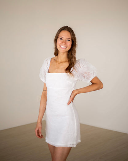 Alabaster Puff Sleeve Dress