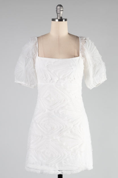 Alabaster Puff Sleeve Dress
