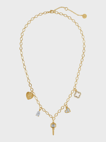 Key Hearts Charm Necklace