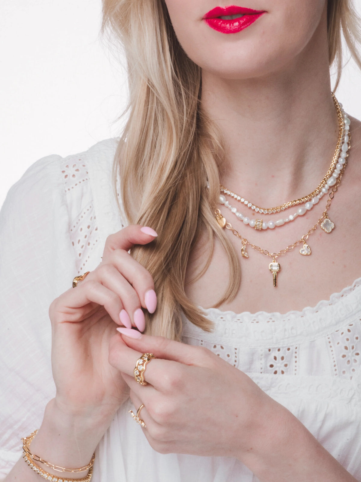 Key Hearts Charm Necklace