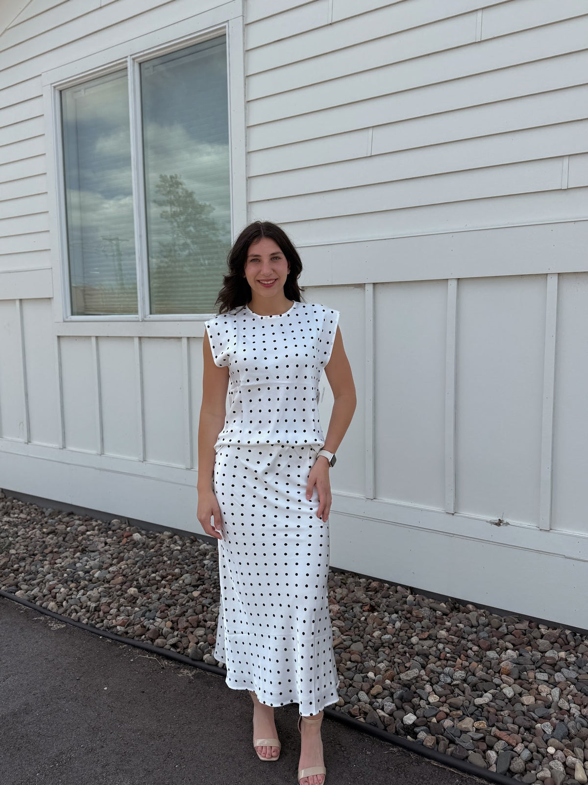 Jade Polka Dot Midi Skirt