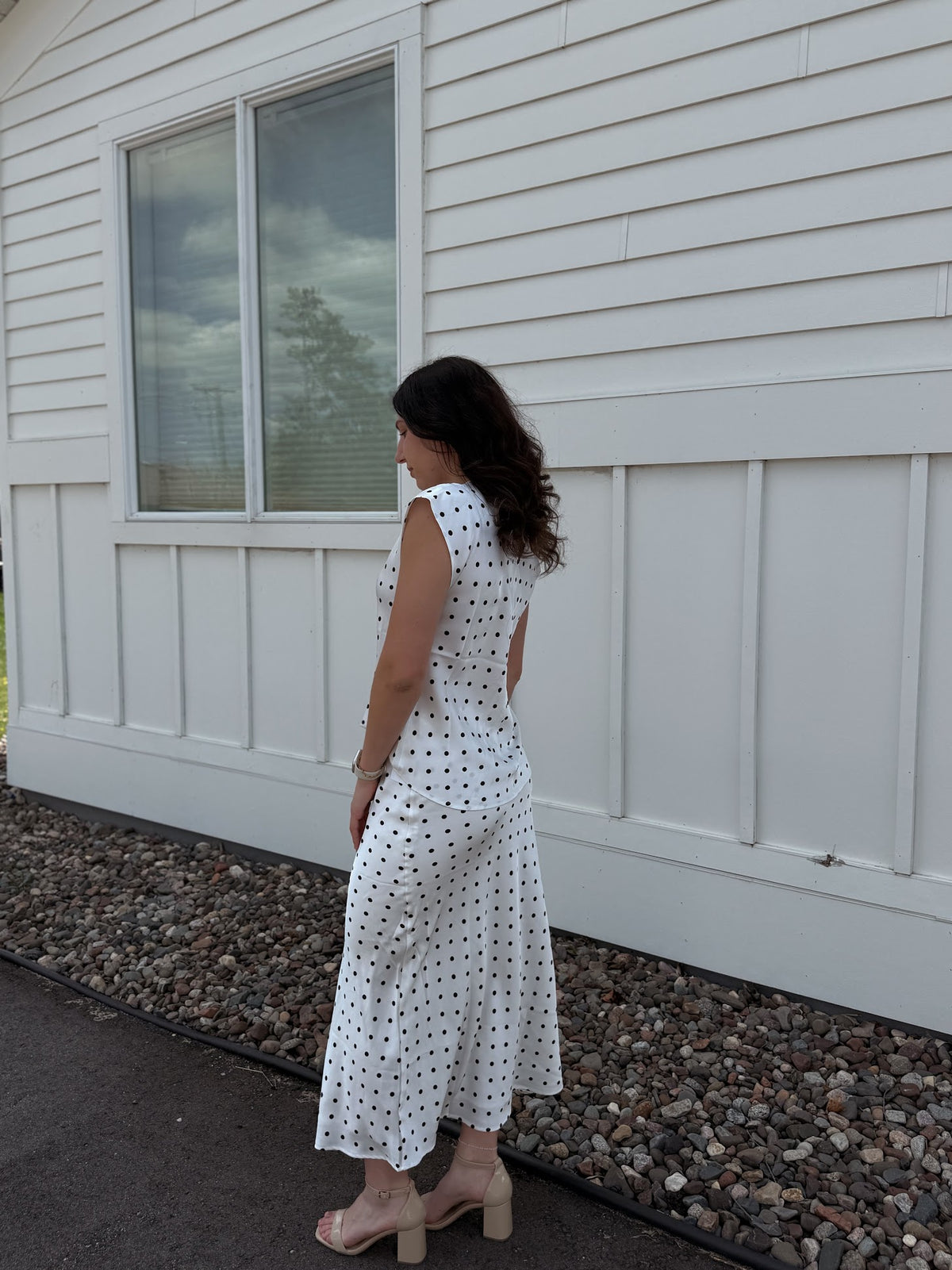 Jade Polka Dot Midi Skirt