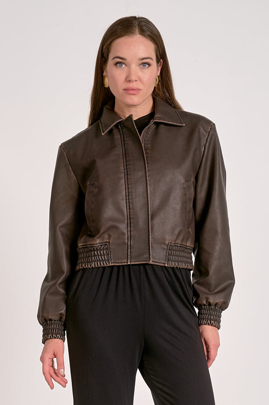 Kyle Faux Leather Bomber