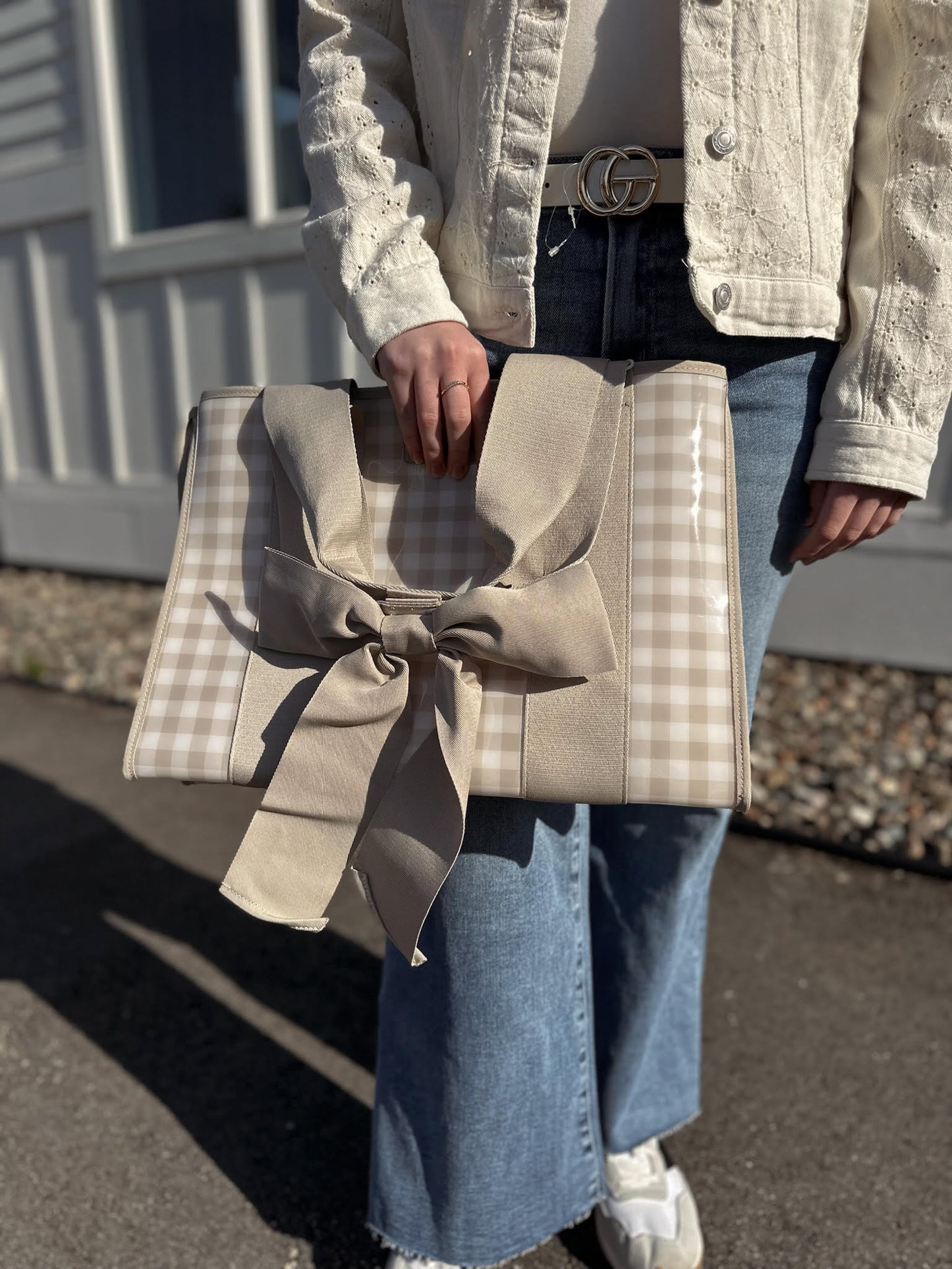 Gingham Bow Jelly Tote